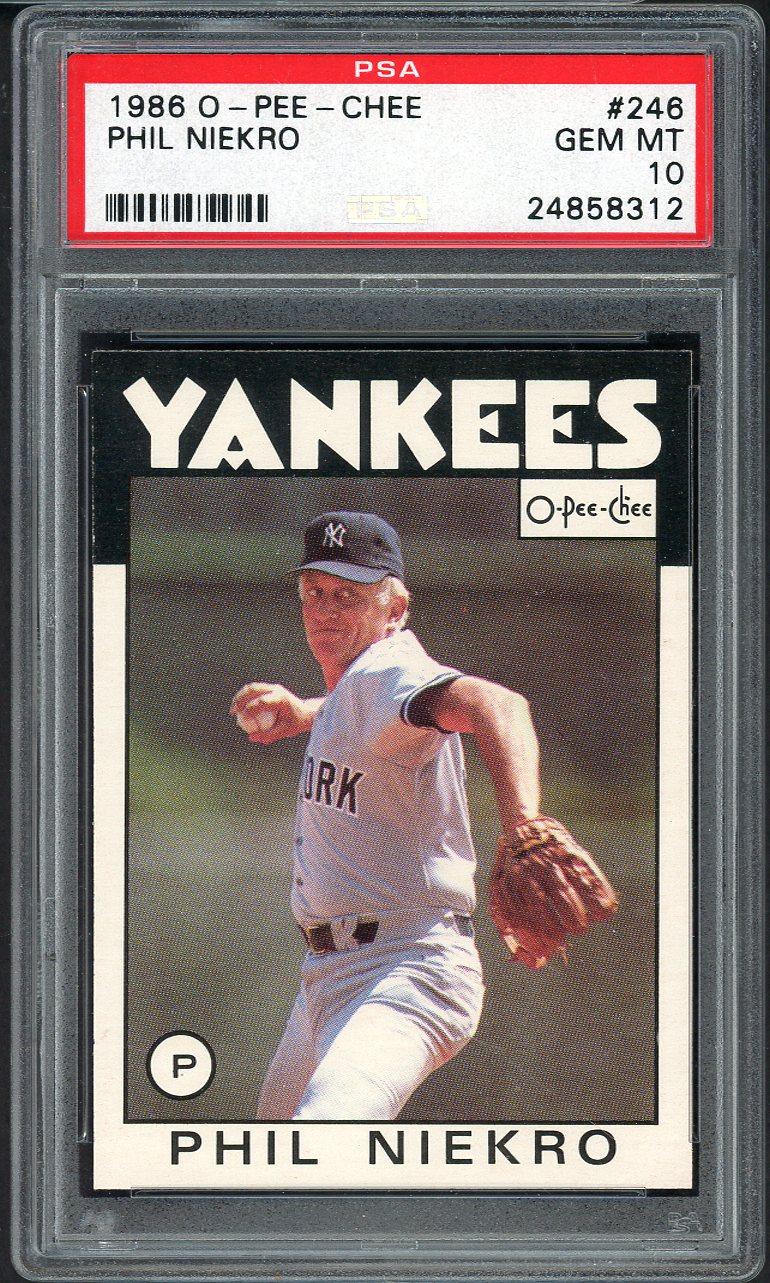 1986 O Pee Chee #246 Phil Niekro Yankees PSA 10 GEM MINT 565085