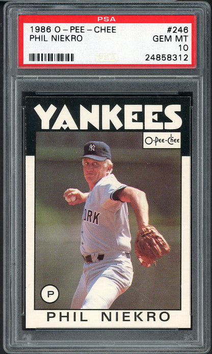 1986 O Pee Chee #246 Phil Niekro Yankees PSA 10 GEM MINT 565085
