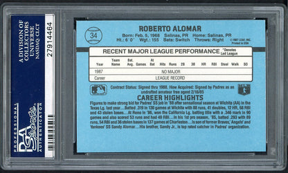 1988 Donruss # 34 Roberto Alomar Padres PSA 10 GEM MINT 565090