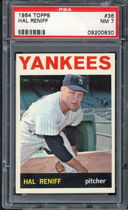 1964 Topps Baseball # 36 Hal Reniff Yankees PSA 7 NM 565099