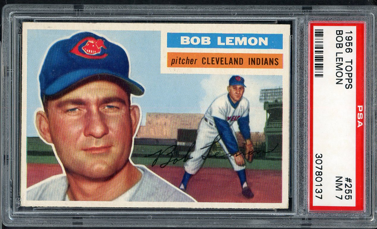 1956 Topps Baseball #255 Bob Lemon Indians PSA 7 NM 565104