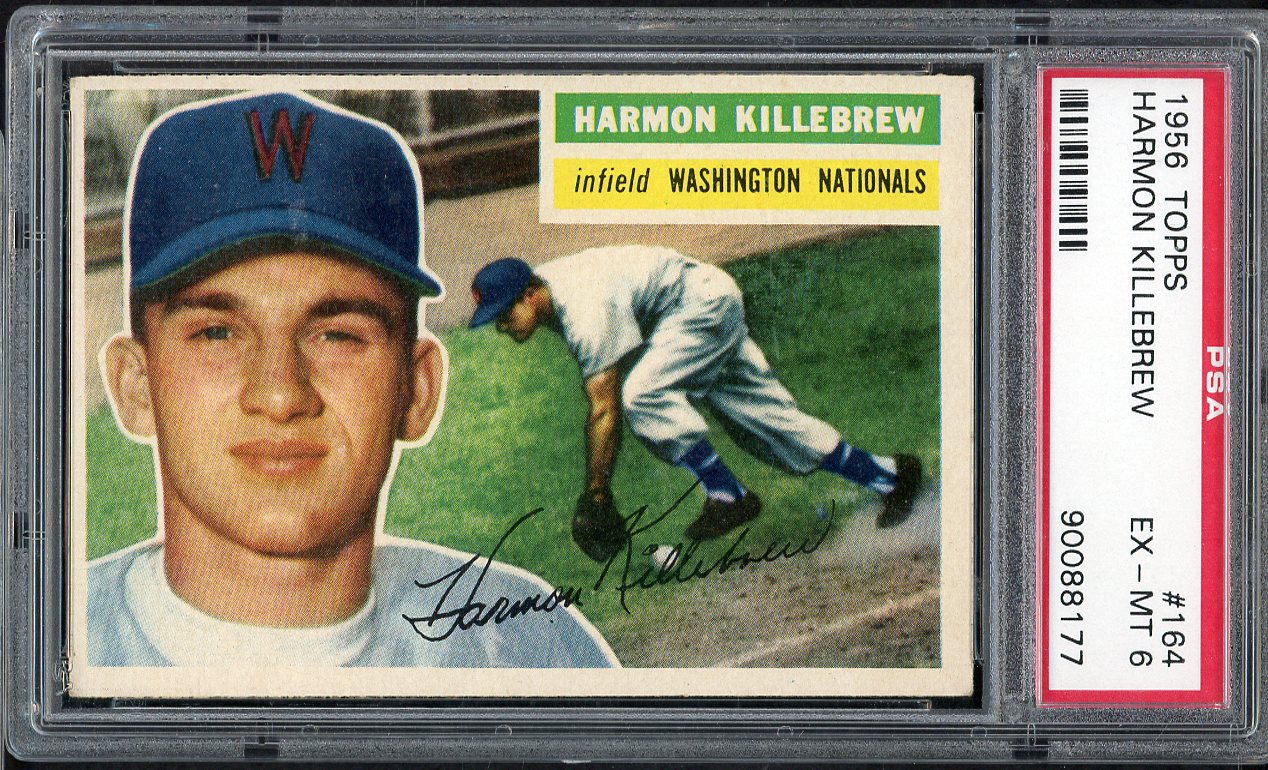 1956 Topps Baseball #164 Harmon Killebrew Senators PSA 6 EX-MT Gray 565107