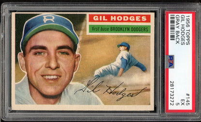 1956 Topps Baseball #145 Gil Hodges Dodgers PSA 5 EX Gray 565108