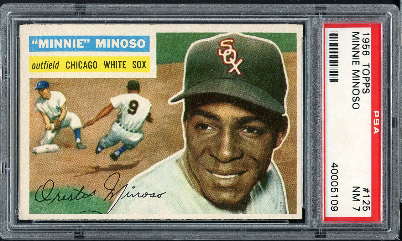 1956 Topps Baseball #125 Minnie Minoso White Sox PSA 7 NM Gray 565109