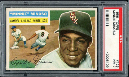 1956 Topps Baseball #125 Minnie Minoso White Sox PSA 7 NM Gray 565109