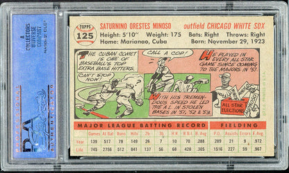 1956 Topps Baseball #125 Minnie Minoso White Sox PSA 7 NM Gray 565109