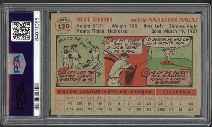 1956 Topps Baseball #120 Richie Ashburn Phillies PSA 6 EX-MT Gray 565110