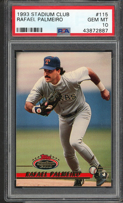 1993 Stadium Club #115 Rafael Palmeiro Rangers PSA 10 GEM MINT 565116
