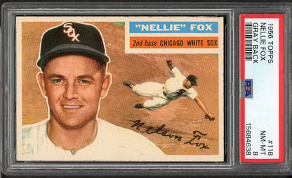 1956 Topps Baseball #118 Nellie Fox White Sox PSA 8 NM/MT Gray 565120