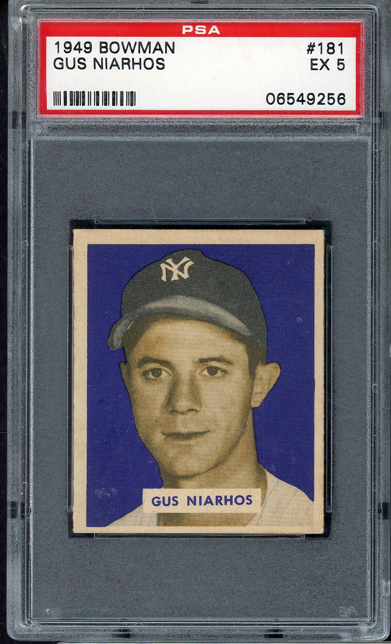 1949 Bowman Baseball #181 Gus Niarhos Yankees PSA 5 EX 565123
