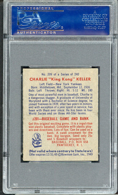1949 Bowman Baseball #209 Charlie Keller Yankees PSA 7 NM 565124