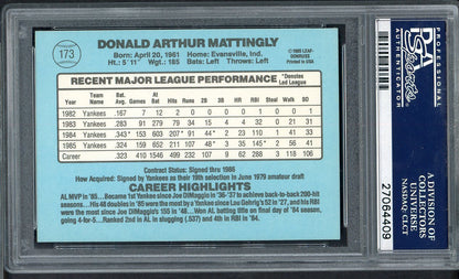 1986 Donruss #173 Don Mattingly Yankees PSA 10 GEM MINT 565128