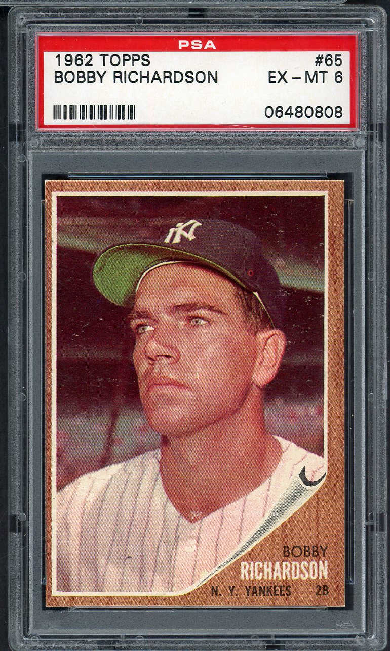 1962 Topps Baseball # 65 Bobby Richardson Yankees PSA 6 EX-MT 565130