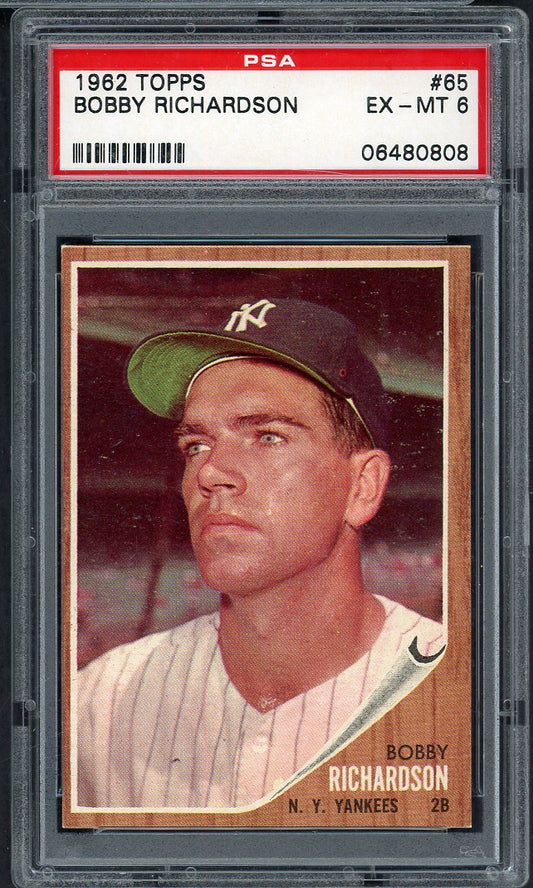 1962 Topps Baseball # 65 Bobby Richardson Yankees PSA 6 EX-MT 565130