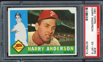 1960 Topps Baseball #285 Harry Anderson Phillies PSA 6 EX-MT 565135