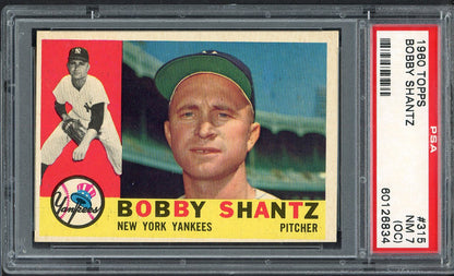 1960 Topps Baseball #315 Bobby Shantz Yankees PSA 7 NM oc 565136