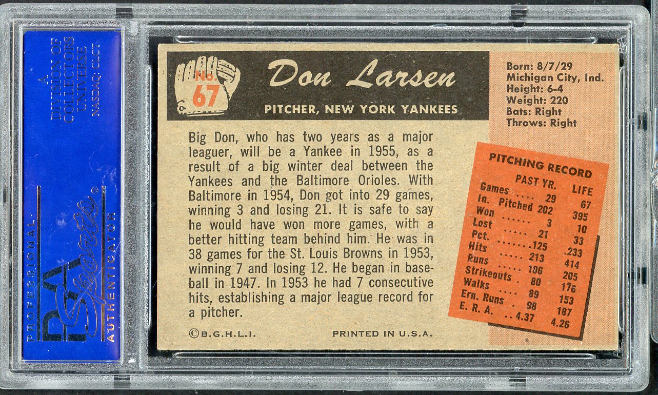 1955 Bowman Baseball # 67 Don Larsen Yankees PSA 5 EX 565137