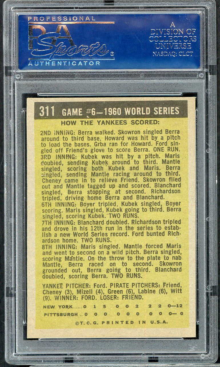 1961 Topps Baseball #311 World Series Game 6 Whitey Ford PSA 7 NM 565138