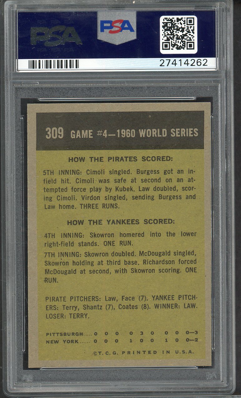 1961 Topps Baseball #309 World Series Game 4 PSA 7 NM 565160