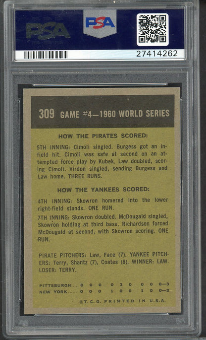 1961 Topps Baseball #309 World Series Game 4 PSA 7 NM 565160