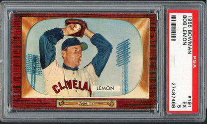 1955 Bowman Baseball #191 Bob Lemon Indians PSA 5 EX 565161