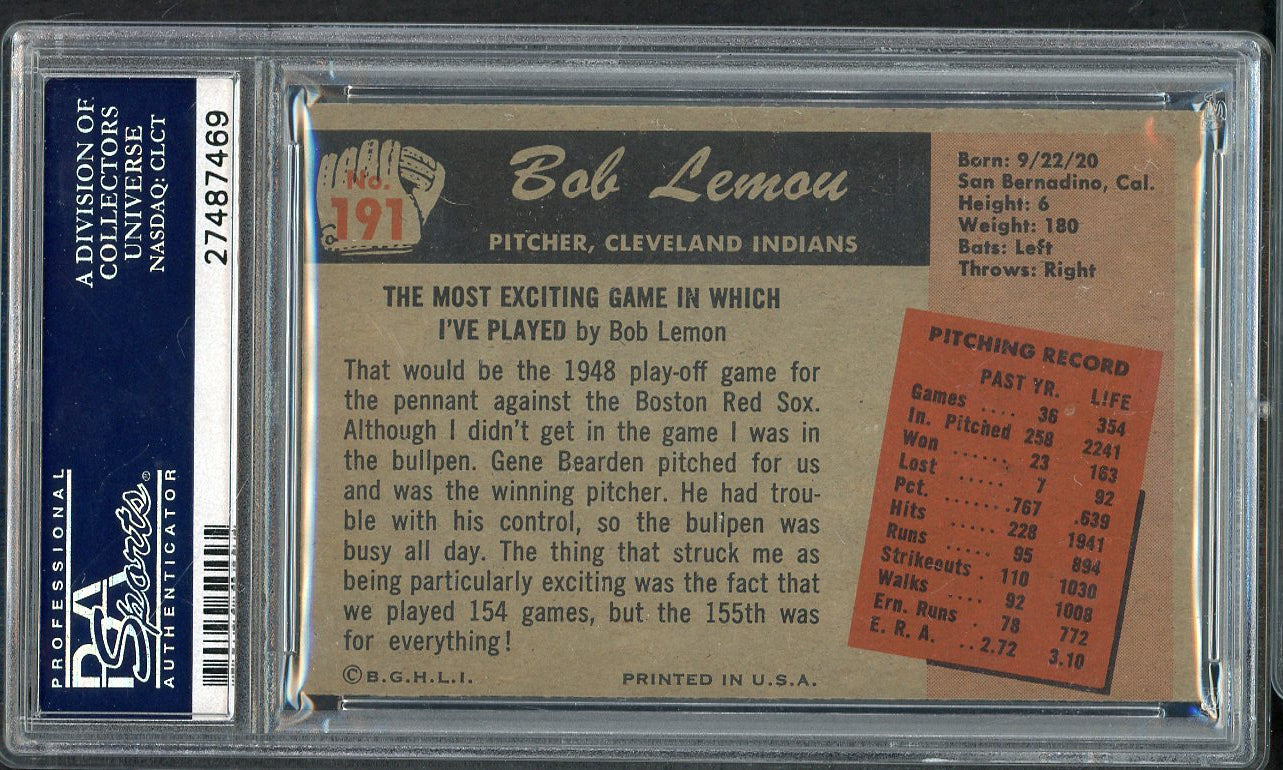 1955 Bowman Baseball #191 Bob Lemon Indians PSA 5 EX 565161