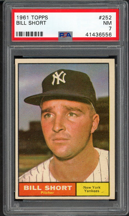 1961 Topps Baseball #252 Bill Short Yankees PSA 7 NM 565170