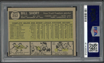1961 Topps Baseball #252 Bill Short Yankees PSA 7 NM 565170