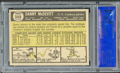1961 Topps Baseball #349 Danny McDevitt Yankees PSA 8 NM/MT 565172