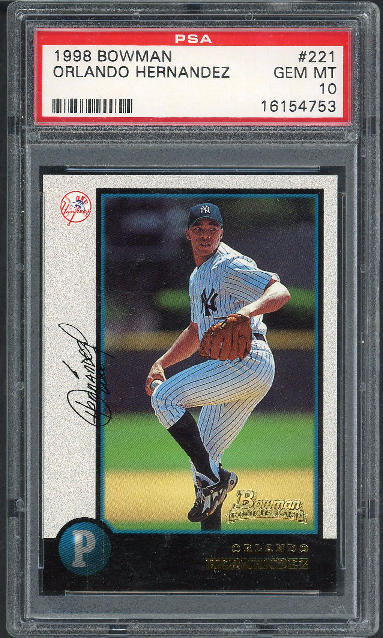 1998 Bowman #221 Orlando Hernandez Yankees PSA 10 GEM MINT 565174