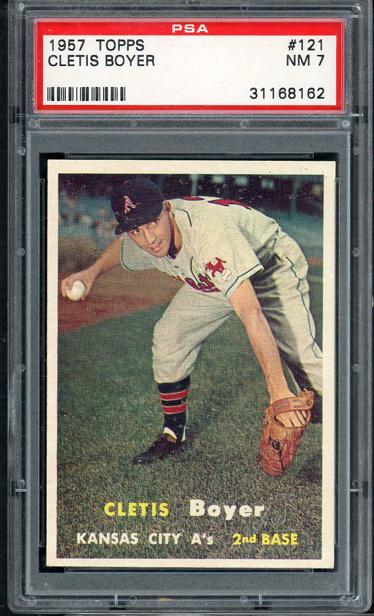 1957 Topps Baseball #121 Clete Boyer A's PSA 7 NM 565176
