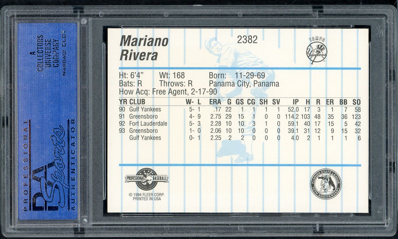 1994 Pro Cards #2382 Mariano Rivera Yankees PSA 10 GEM MINT 565178