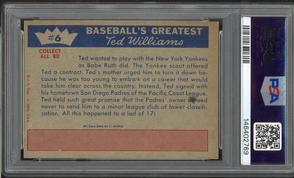 1959 Fleer Ted Williams #  6 Turns Professional PSA 3 VG 565179