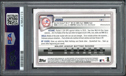 2020 Bowman #  2 Aaron Judge Yankees PSA 9 MINT 565181