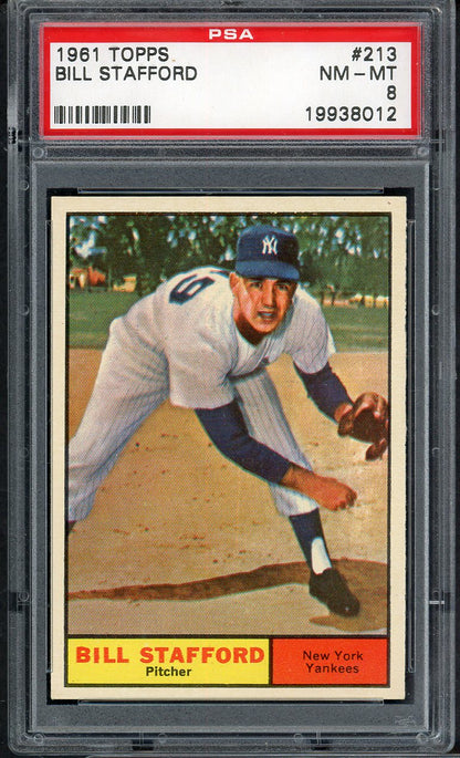 1961 Topps Baseball #213 Bill Stafford Yankees PSA 8 NM/MT 565184