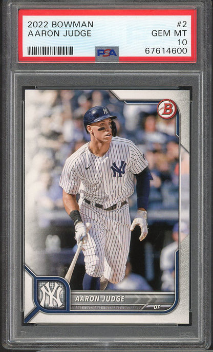 2022 Bowman #  2 Aaron Judge Yankees PSA 10 GEM MINT 565187