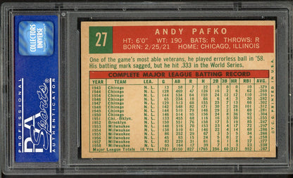 1959 Topps Baseball # 27 Andy Pafko Braves PSA 7 NM 565188