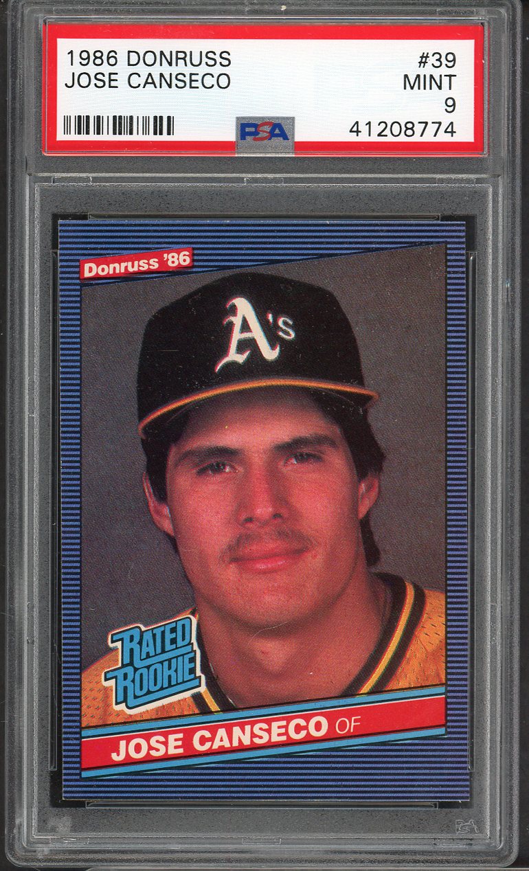 1986 Donruss # 39 Jose Canseco A's PSA 9 MINT 565192