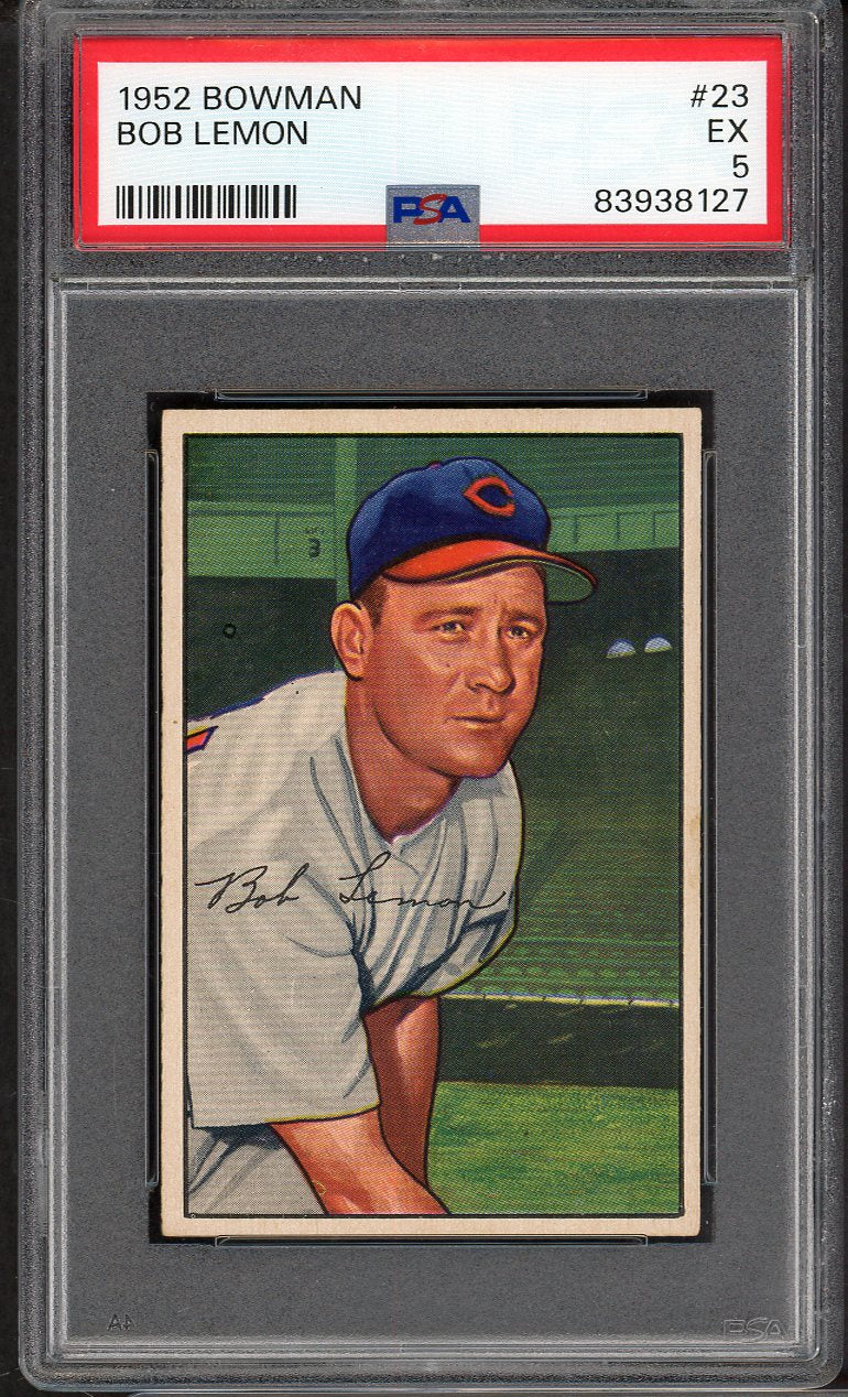 1952 Bowman Baseball # 23 Bob Lemon Indians PSA 5 EX 565196