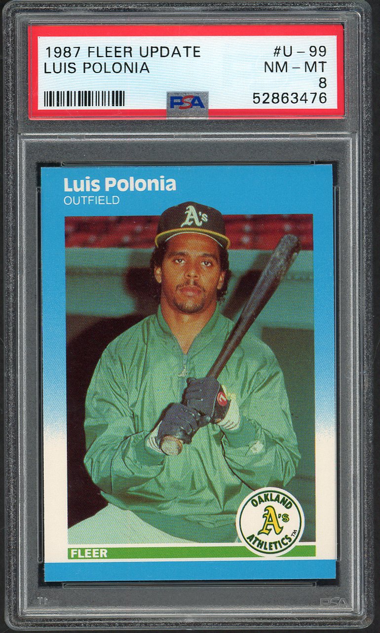 1987 Fleer Update #U99 Luis Polonia A's PSA 8 NM/MT 565198