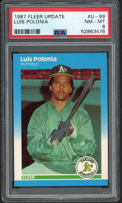 1987 Fleer Update #U99 Luis Polonia A's PSA 8 NM/MT 565198