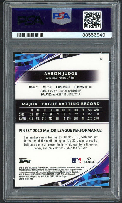 2021 Topps Finest # 77 Aaron Judge Yankees PSA 10 GEM MINT 565202
