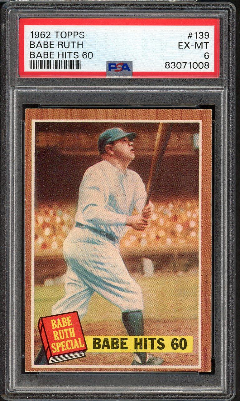 1962 Topps Baseball #139 Babe Ruth Yankees PSA 6 EX-MT 565205