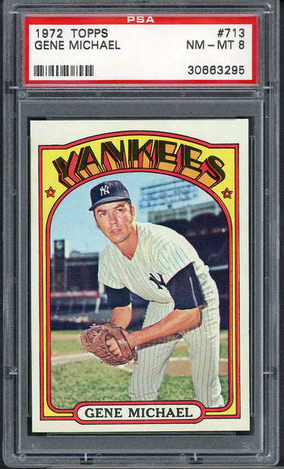 1972 Topps Baseball #713 Gene Michael Yankees PSA 8 NM/MT 565212