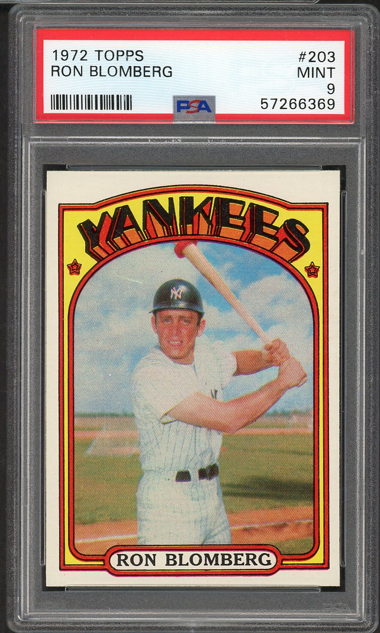 1972 Topps Baseball #203 Ron Blomberg Yankees PSA 9 MINT 565213