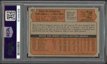 1972 Topps Baseball #203 Ron Blomberg Yankees PSA 9 MINT 565213