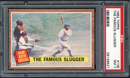 1962 Topps Baseball #138 Babe Ruth Yankees PSA 7 NM 565218
