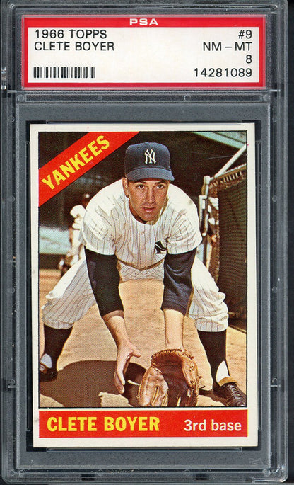1966 Topps Baseball #  9 Clete Boyer Yankees PSA 8 NM/MT 565220