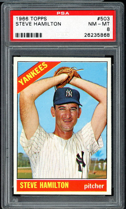 1966 Topps Baseball #503 Steve Hamilton Yankees PSA 8 NM/MT 565221