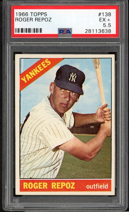1966 Topps Baseball #138 Roger Repoz Yankees PSA 5.5 EX+ 565224